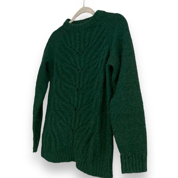 Mia Mai Green Open Knit Cable Knit Chunky Sweater Size Small Fall Academia - Picture 15 of 16